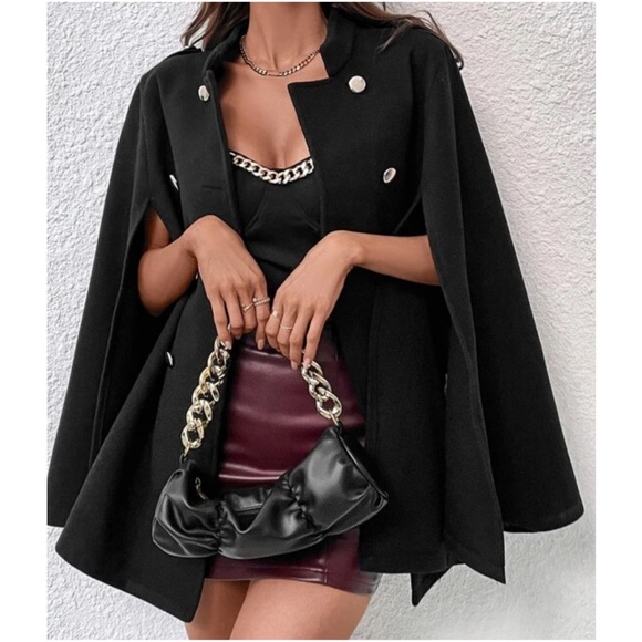 Classic Double Button Cape Jacket Coat - Picture 4 of 7